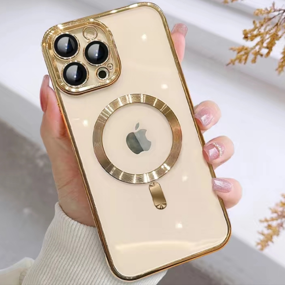 New Electroplated glitter magnet suction Ring Apple IPhone 15 ProMax  Phone cas